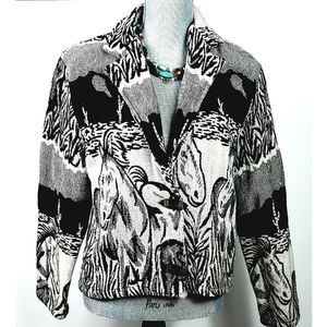 VTG Southwestern Cropped Tapestry Boho Jacket L